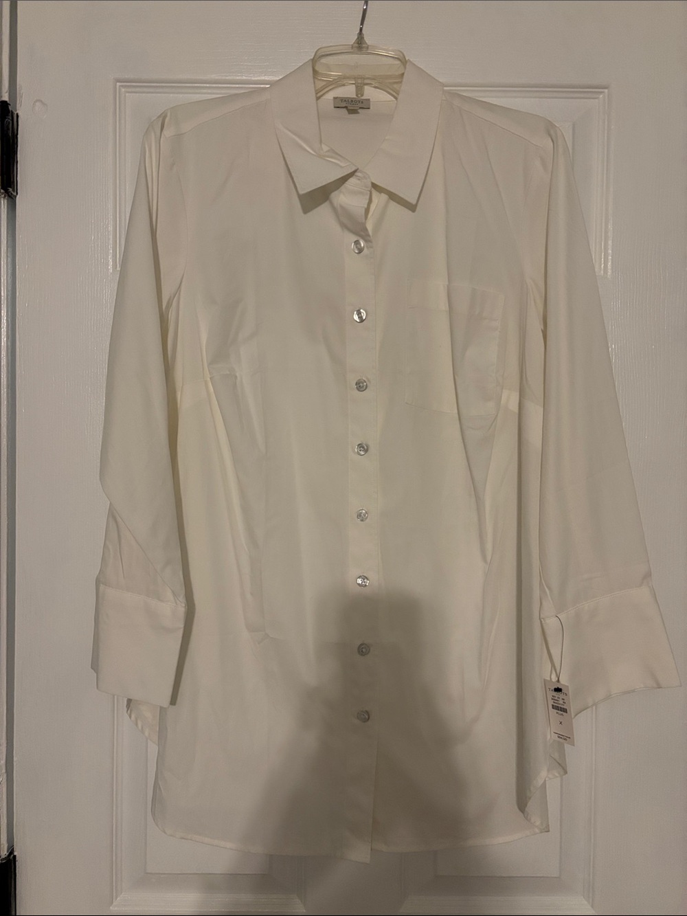 Talbots Ivory Button-Front Tunic Blouse